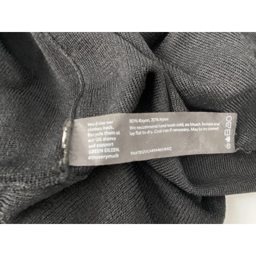 Eileen Fisher Cardigan Sweater Women XL Black Ruffle Open Light Sheer Minimalist